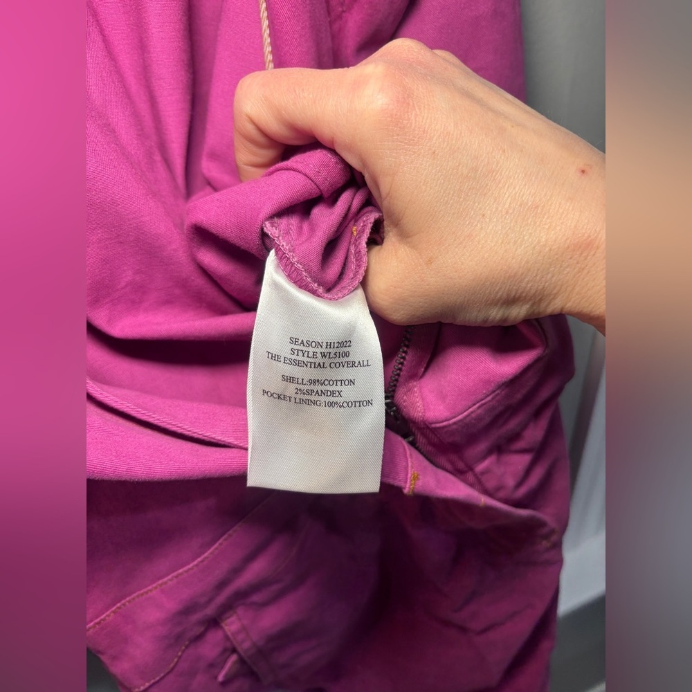 Wildfang THE ESSENTIAL LONG SLEEVE COVERALL Bright Pink Purple size XS workwear - Picture 5 of 12